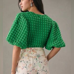 NWOT Anthropologie Eri + Ali Textured Puff-Sleeve Top